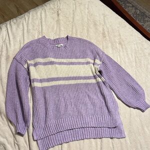 American Eagle Outfitters Lavender and Cream Striped Sweater